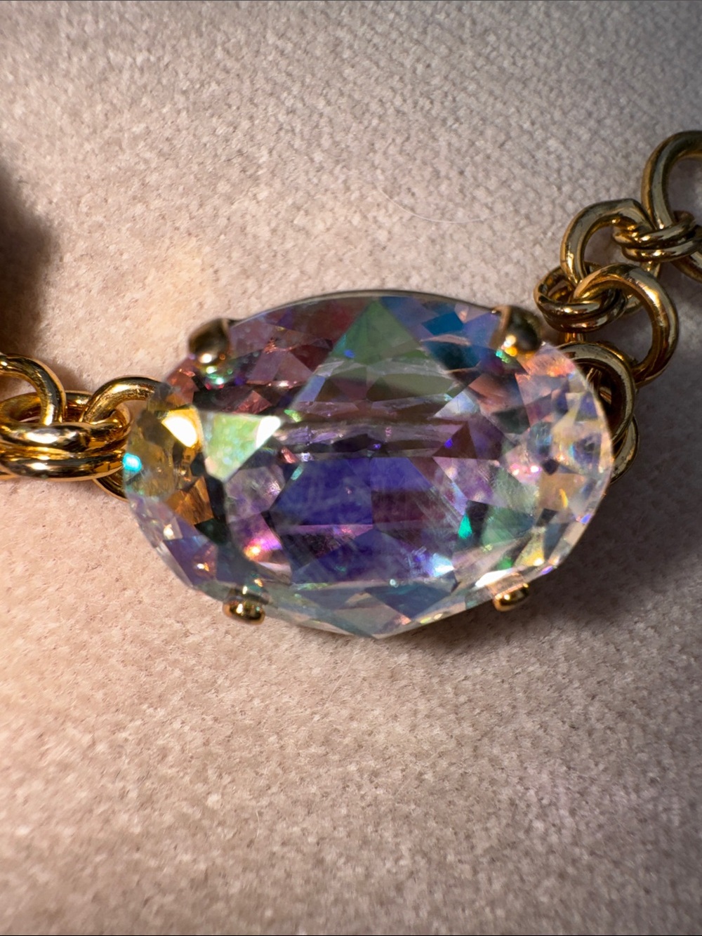 Sorrelli Bracelet with Iridescent Clear Crystal Oval Stones set in Bright Gold - Picture 2 of 6